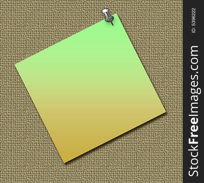 Colored square thumb-tacked to textured bulletin board. Colored square thumb-tacked to textured bulletin board