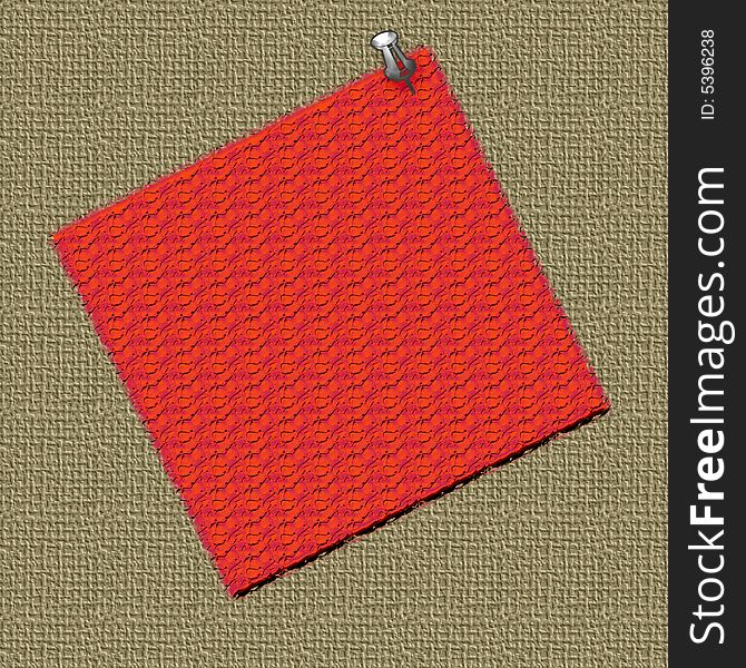 Colored square thumb-tacked to textured bulletin board. Colored square thumb-tacked to textured bulletin board