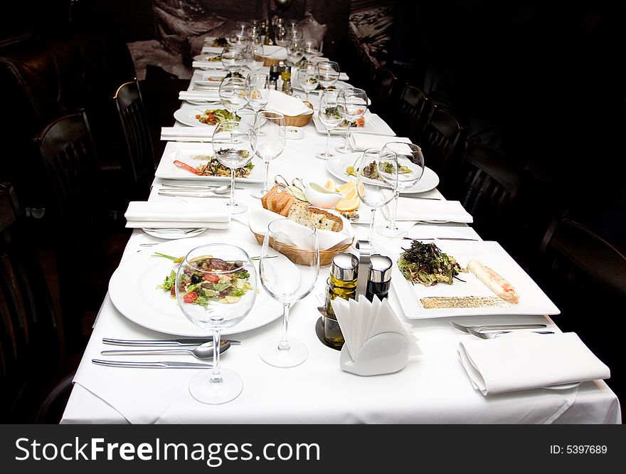 Beautifully served table in a restaurant;