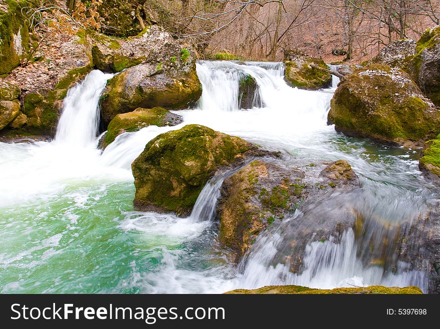 A beautiful little waterfall is in Crimea
