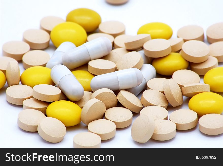 Pills isolated on the white background