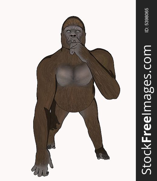 Cartoon gorilla, computer generated image, 3 dimensional model, rendering. Cartoon gorilla, computer generated image, 3 dimensional model, rendering