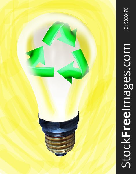Recycle icon illustration in a bulb