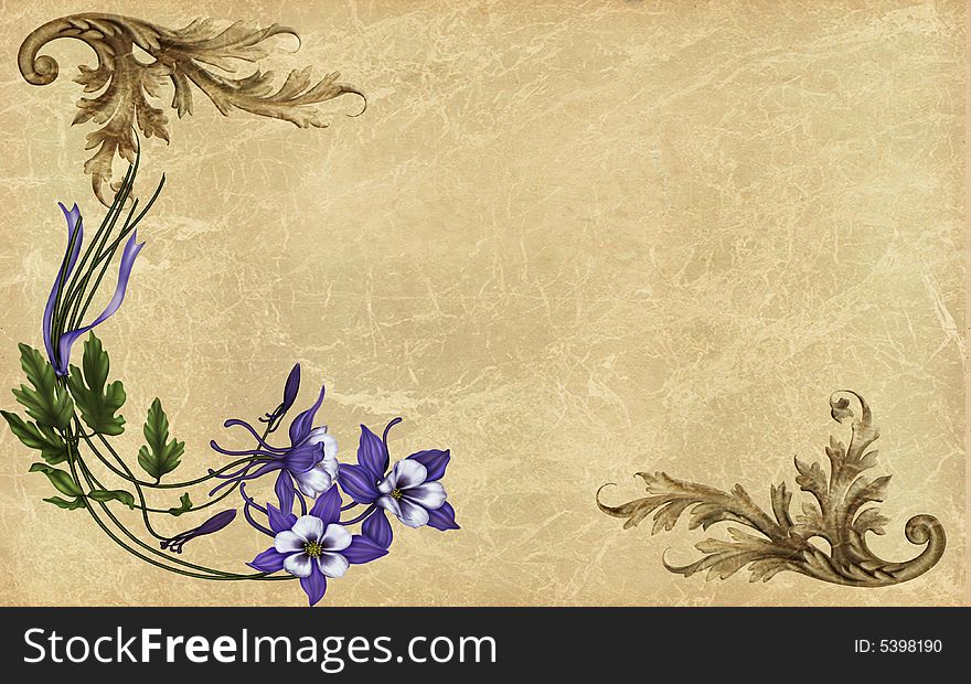 Vintage background in grunge paper with bouquet of flowers. Vintage background in grunge paper with bouquet of flowers