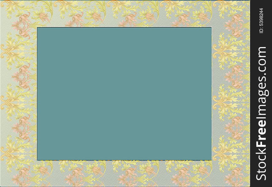 Floral frame in satined texture with art deco style