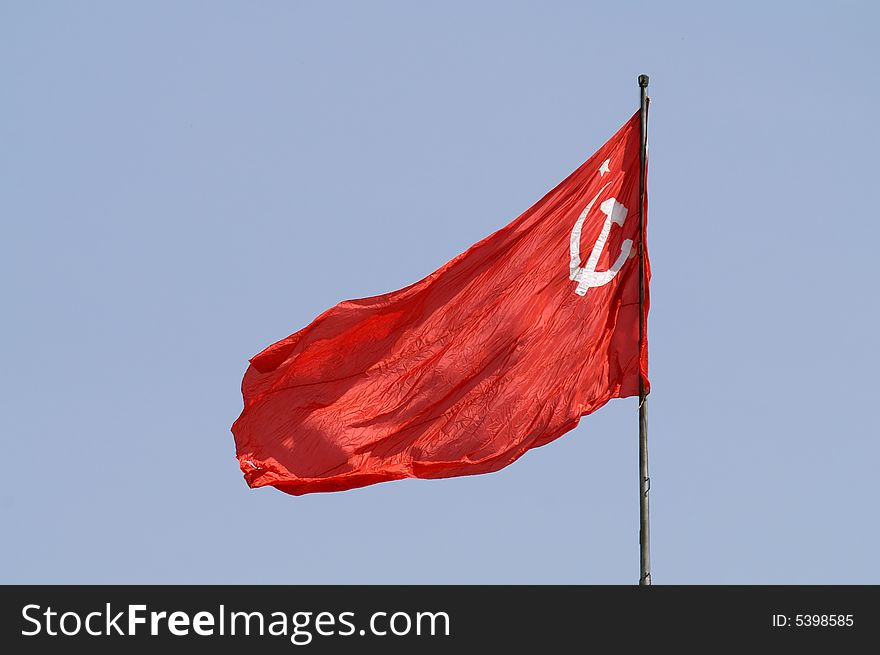 Ussr flag on blue sky