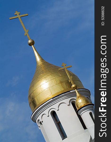 St. Nikolay church cupola on blue sky