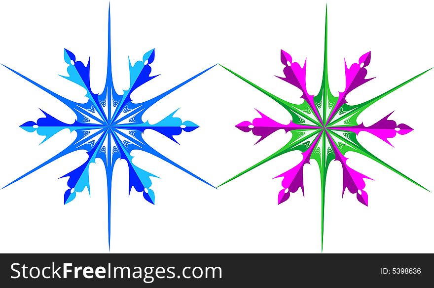 Background picture on which two beautiful snowflakes are represented