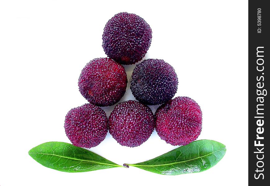 White background bottom isolated put to put of purple fruit. White background bottom isolated put to put of purple fruit.