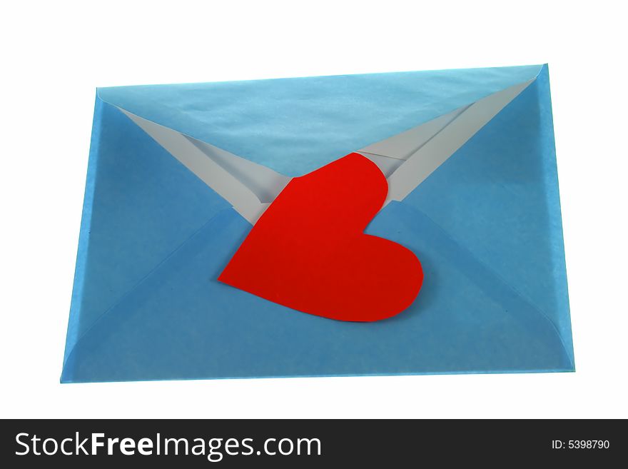 Heart and mail as symbol for love and relationship on white background. See my other objects for romace symbols. Heart and mail as symbol for love and relationship on white background. See my other objects for romace symbols