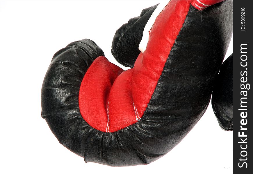 One red and black boxing glove