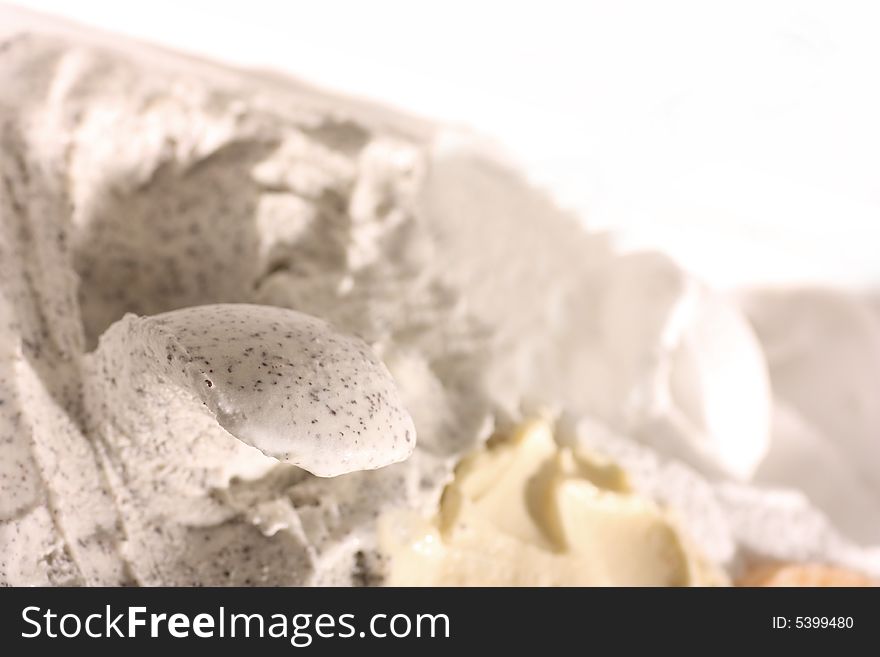 Italian poppyice creme on a bright background.