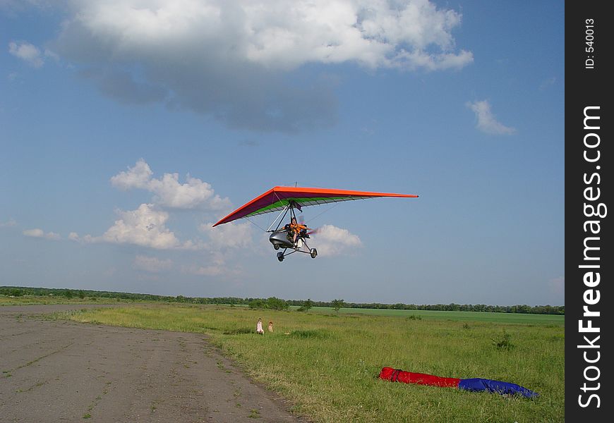 Flight above a field