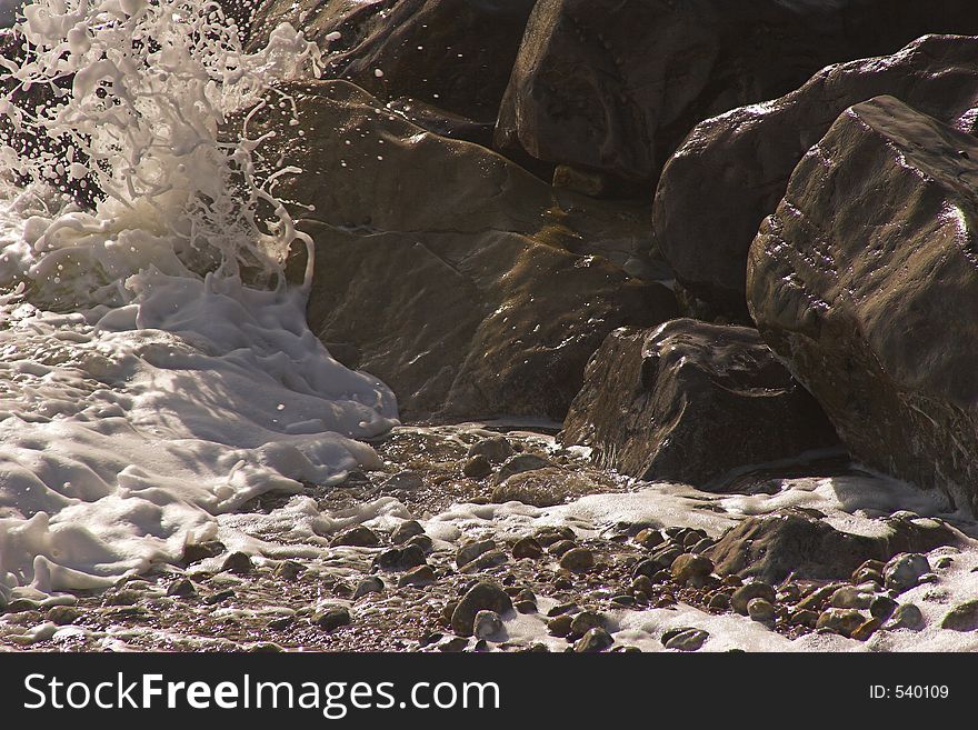Waves Crashing On Rocks