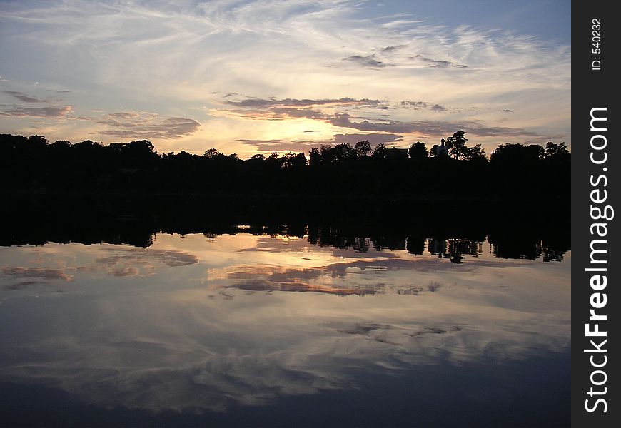 Sunset on the river. Sunset on the river