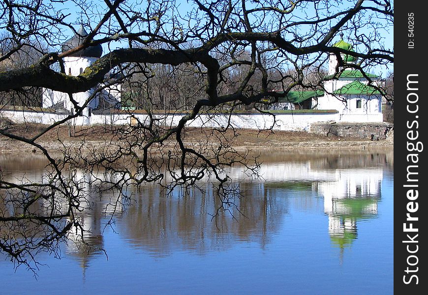 Reflection of church in water. Reflection of church in water