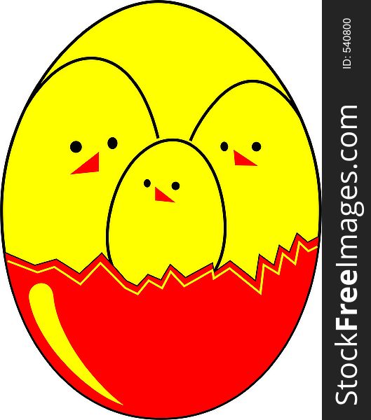 Three easter chickens - - card