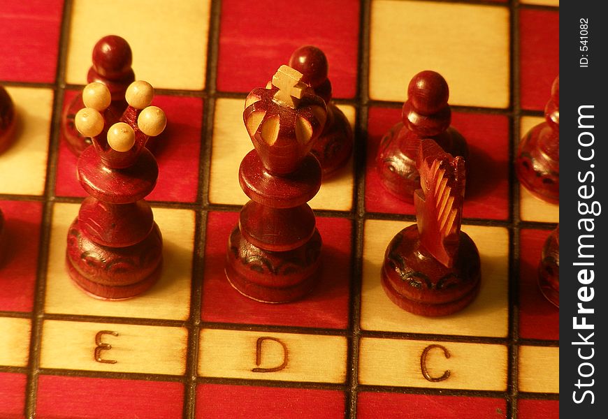 Closeup of chess board.