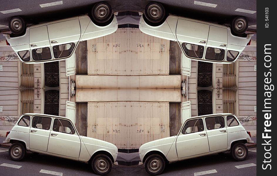 Interesting pattern made from image of parked renault four. Interesting pattern made from image of parked renault four