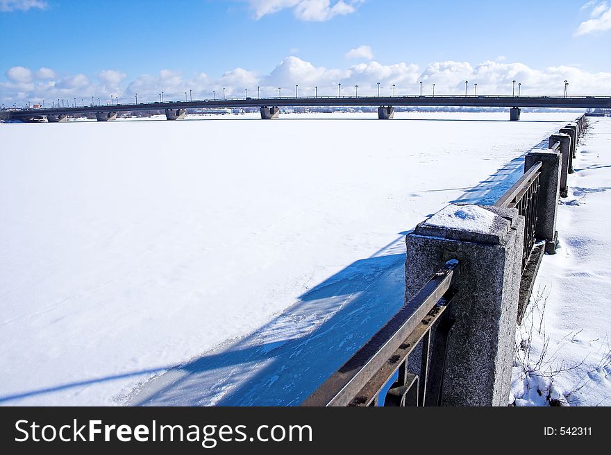 Bridge on river Daugava in Riga, Latvia. Bridge on river Daugava in Riga, Latvia