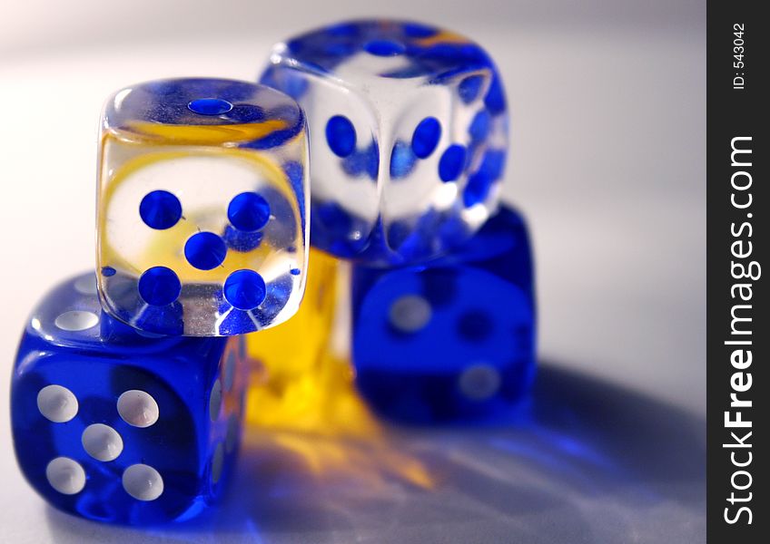 Colorful dice on white