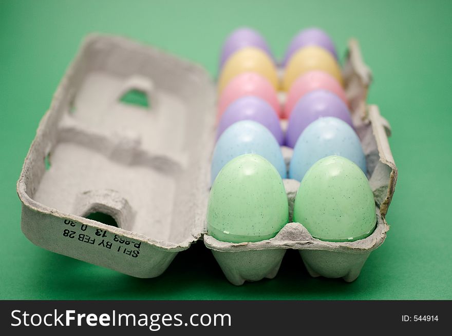 A tray of colorful easter eggs ready for the hunt.