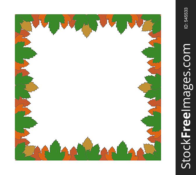 An autumnal themed frame. Four different coloured leaves. An autumnal themed frame. Four different coloured leaves.