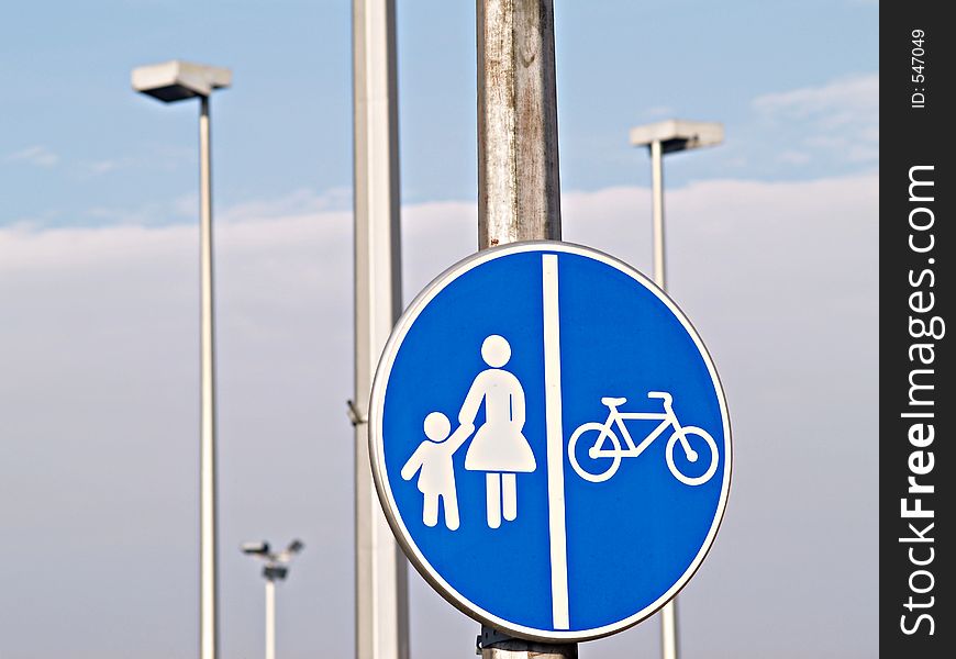Pedestrian and bikers zone. Pedestrian and bikers zone