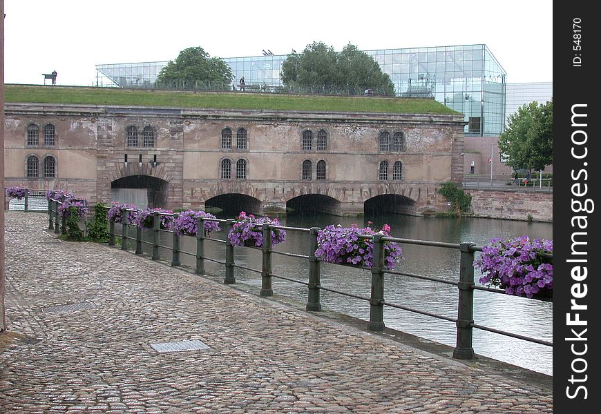 Cobblestone walkway in front of Museum. Cobblestone walkway in front of Museum