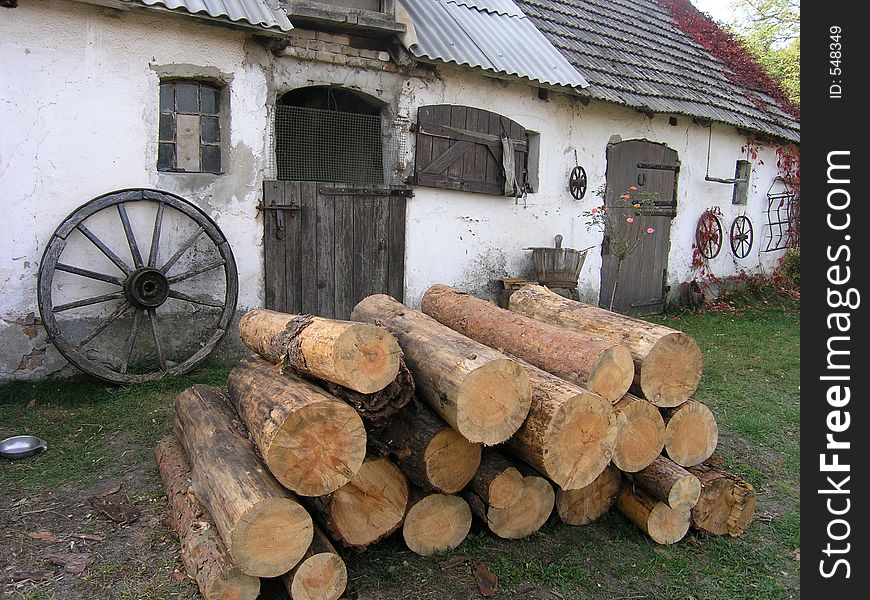 Wood stored at the farm. Wood stored at the farm