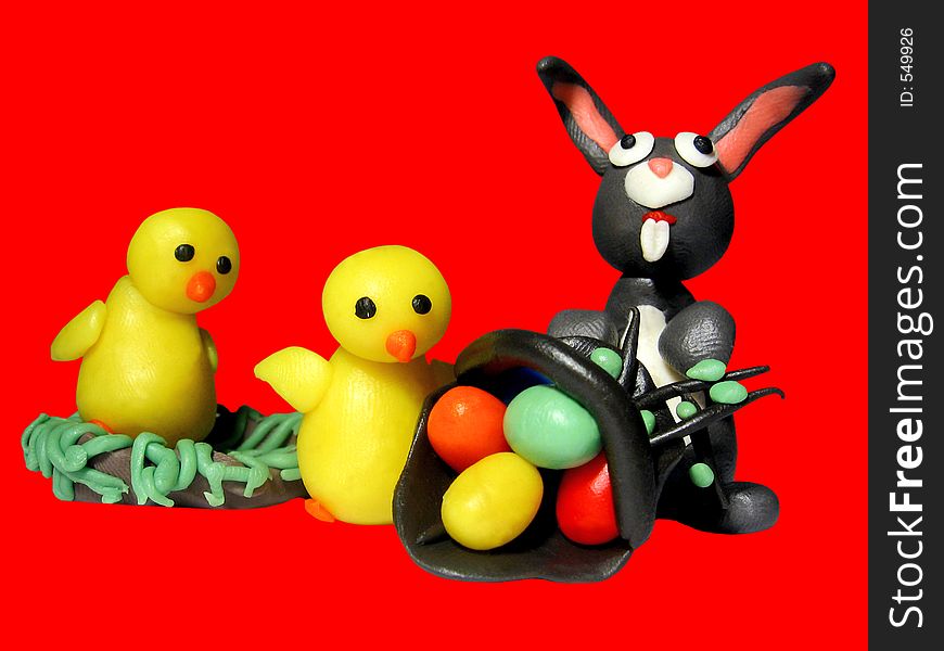 Easter two chicks bunny 2 - plasticine