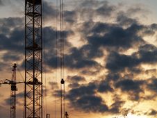 Cranes And Sky Stock Photo Cranes And Sky Stock Photo