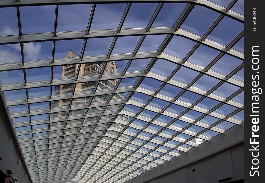 Glass roof of the building. Glass roof of the building