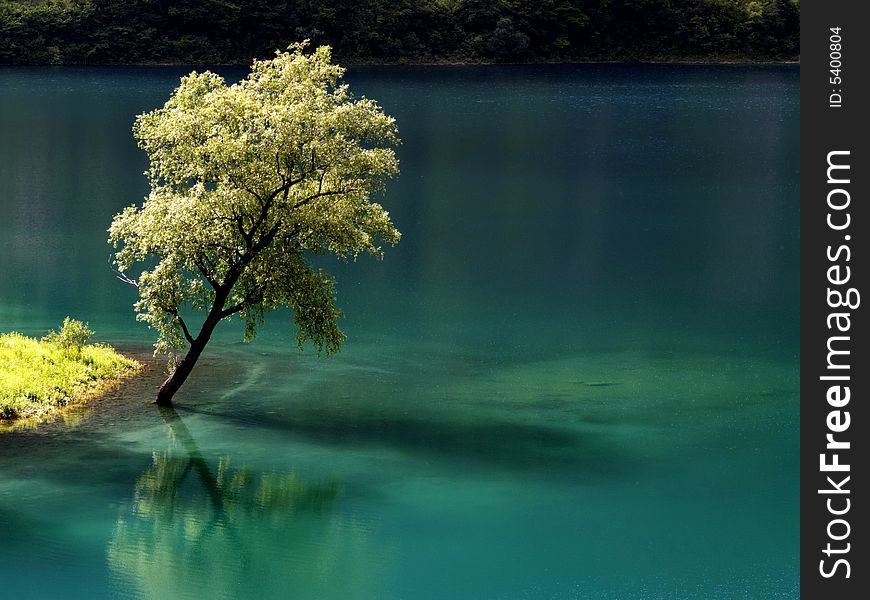 The turquoise water of the Tenno Lake - Italy. The turquoise water of the Tenno Lake - Italy