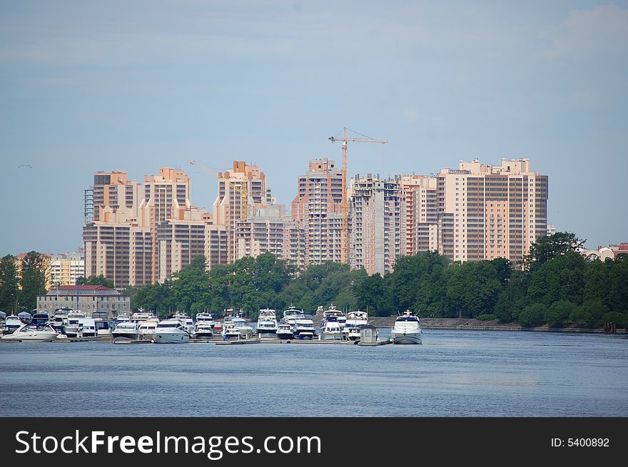 Modern built buildings, cityscape and bay. Modern built buildings, cityscape and bay