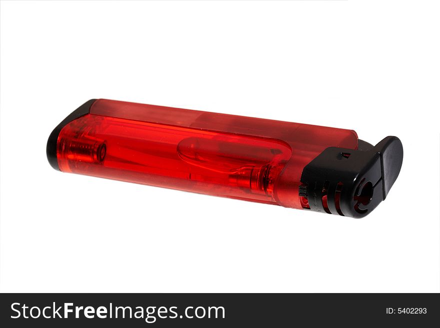 Red lighter isolated on white background