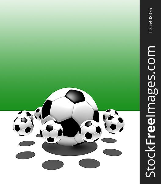 Soccer balls in the air - 3d illustration