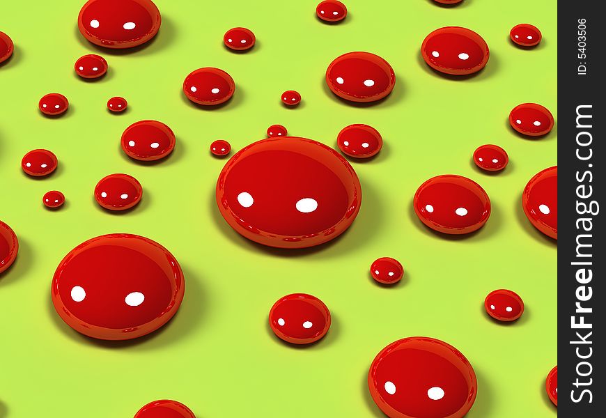 Red bubble on green background. Red bubble on green background