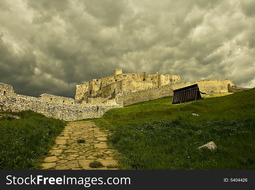 Picture of ruin of the biggest castle komplex in middle europe - spis castle in Slovakia. Picture of ruin of the biggest castle komplex in middle europe - spis castle in Slovakia