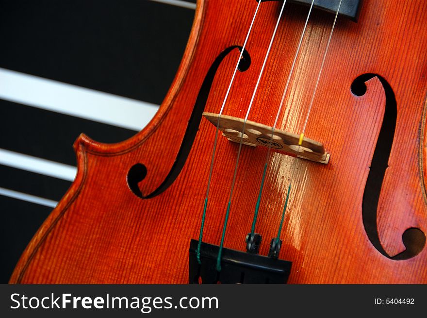 A violin against black backdrop