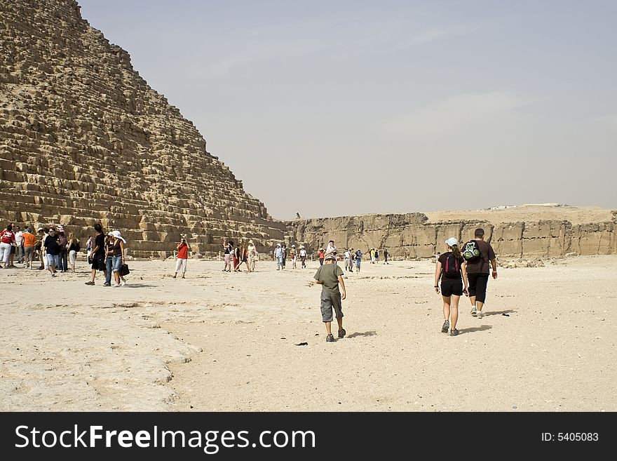 Tourists at the Khafre Pyramid in Giza,Egypt. Tourists at the Khafre Pyramid in Giza,Egypt.