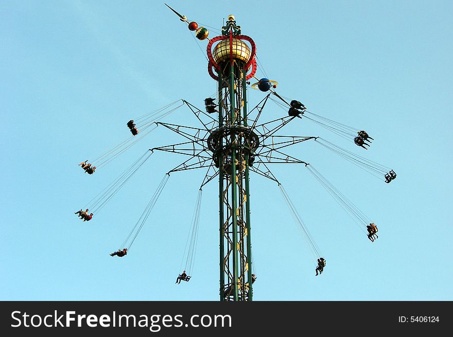 Giant chairoplane in funpark Tivoli in Denmark