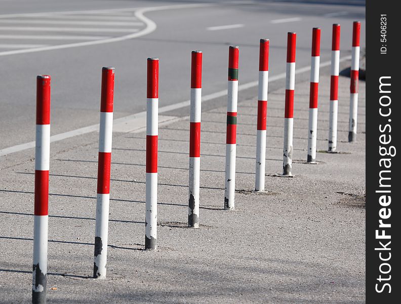 Road barrier at stree, shallow dof