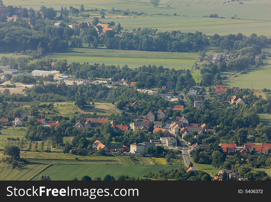 Bird's eye view of a Polish village