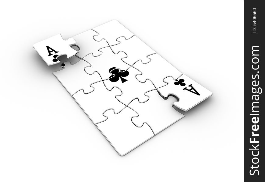 Conceptual ace on jigsaw shapes - 3d render. Conceptual ace on jigsaw shapes - 3d render