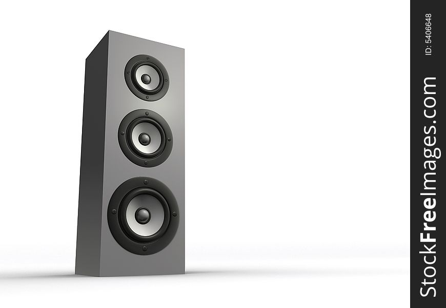 An audio speaker on white background - rendered in 3d