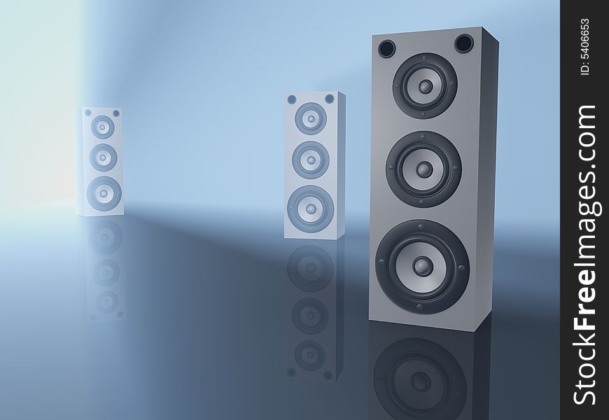 Three audio speaker - rendered in 3d. Three audio speaker - rendered in 3d