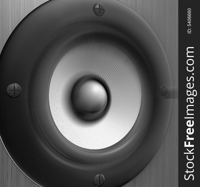 Close up of a vibrating speaker - 3d render