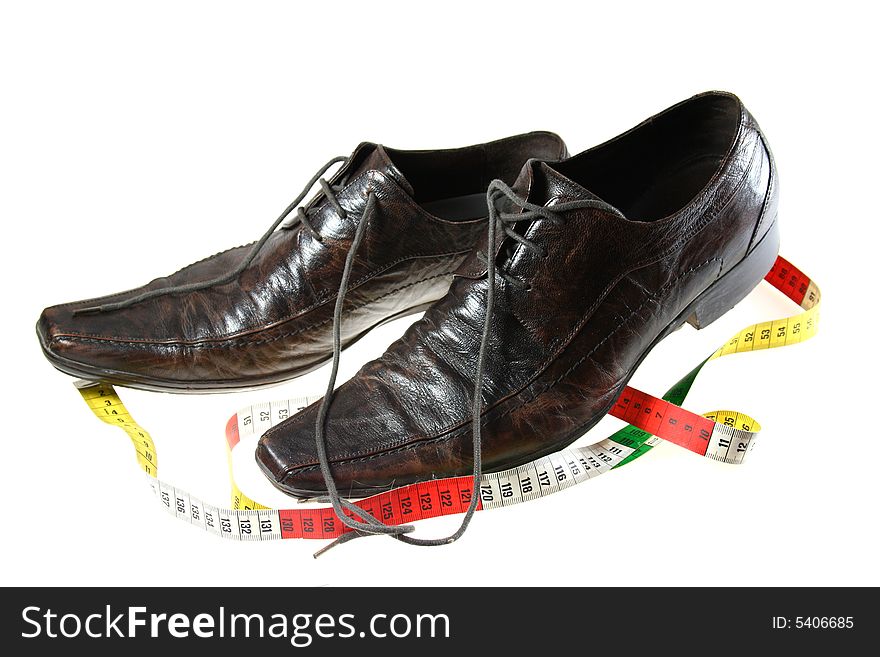 Brown shoes for men on white background