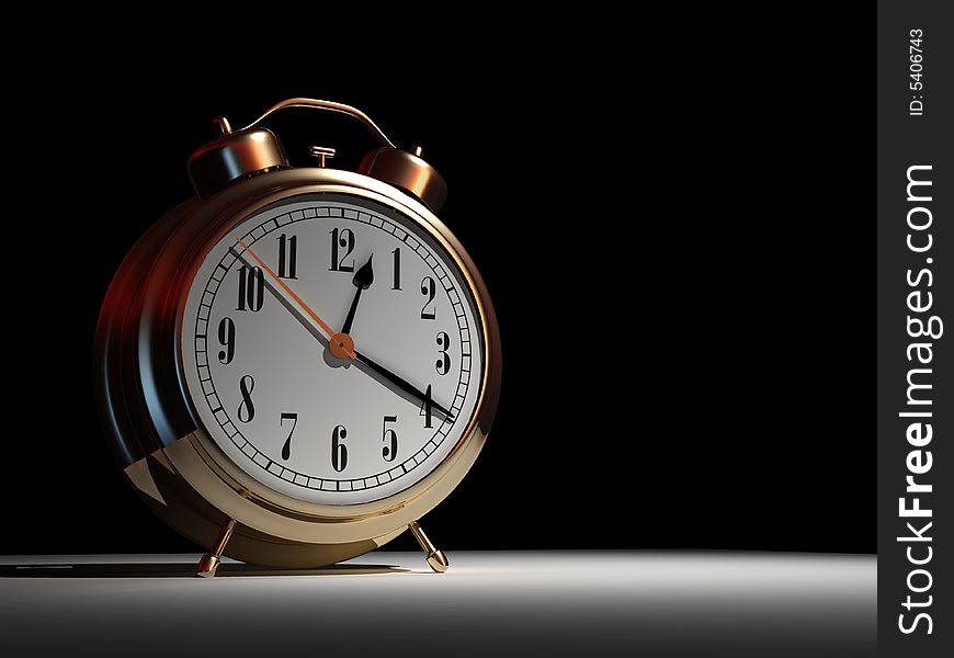 Time passing concept - two alarm clock - rendered in 3d